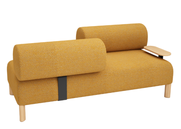 PEBBLE TWO SEAT-2 OPP BACKREST+TABLE-MUSTARD